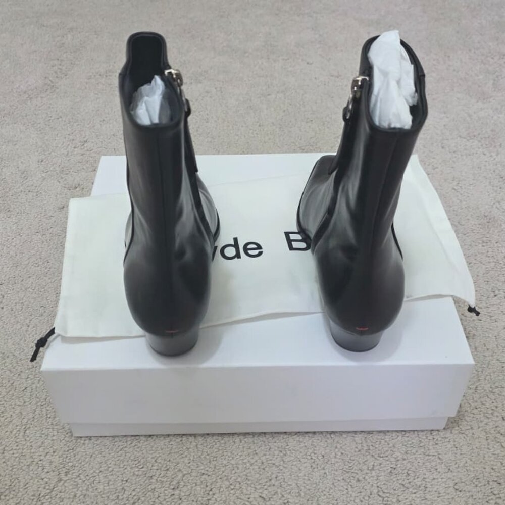 Aeyde Baba Black Calf Leather Ankle Boots Pointed Toe Cowboy Western NIB EU 40 - Picture 4 of 13